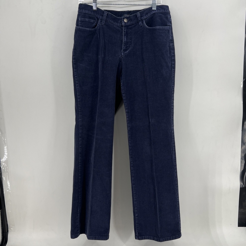 Sonoma Navy Blue Women's Corduroy Straight Leg Pants Sz 12 Average